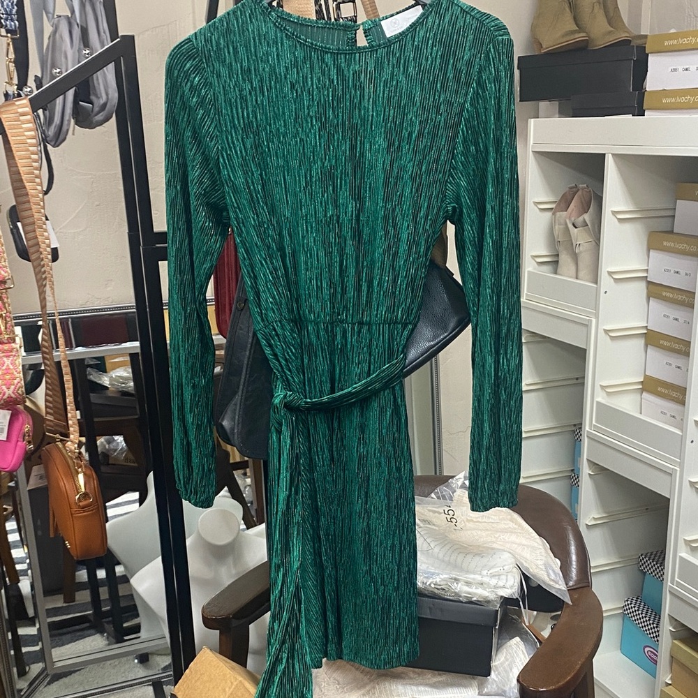 Chic Long Sleeve Green Dress
